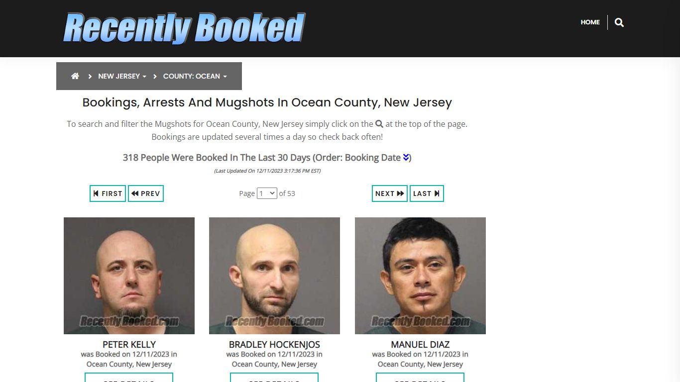 Bookings, Arrests and Mugshots in Ocean County, New Jersey